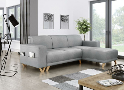 Design Ecksofa L-Form Sofa Couch Bettfunktion Schlafsofa Polster Textil