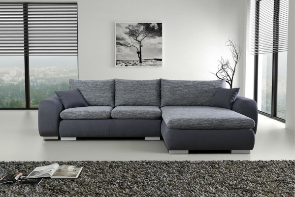 Ecksofa Bettfunktion Couch Graue Polster Couchen Textil Sofas Sofa
