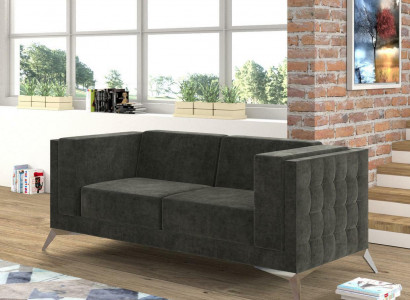 Chesterfield Couch Sofa Polster 2 Sitzer Couchen Sitz Garnitur Sofas Grau Neu