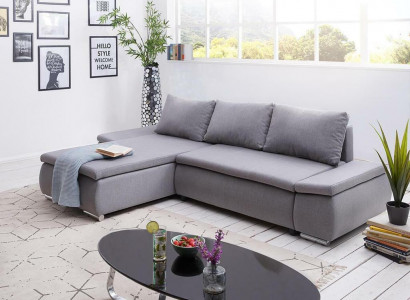 Schlafsofa Design Ecksofa L-form Bettfunktion Couch Textil Sofas Stoff
