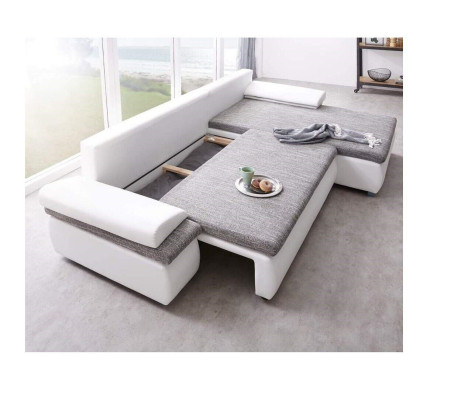 Design Ecksofa Schlafsofa Bettfunktion Couch Leder Textil Polster Sofas Stoff