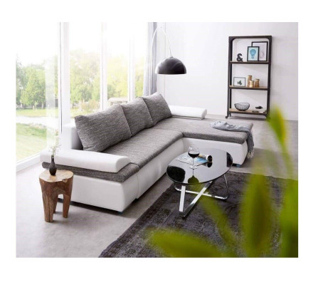 Design Ecksofa Schlafsofa Bettfunktion Couch Leder Textil Polster Sofas Stoff