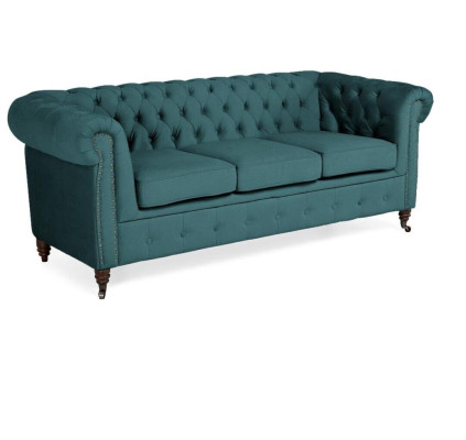 Klassische Chesterfield Möbel Dreisitzer Couch Textil Sofa Edles Design
