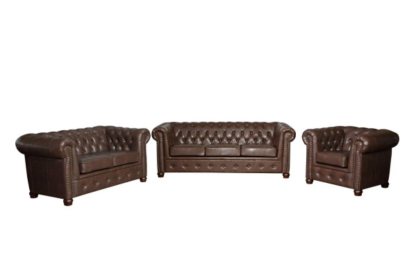Chesterfield 3 Sitzer Sofa Ledersofa Couch Polster Sitz Sofas Dreisitzer