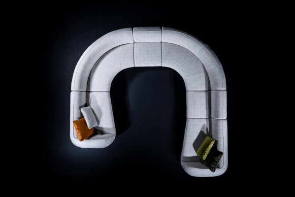 Große Graue U-Form Couch Wohnzimmer Set Luxus Sofas Moderner Stil