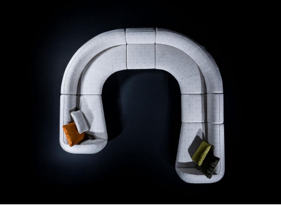 Große Graue U-Form Couch Wohnzimmer Set Luxus Sofas Moderner Stil