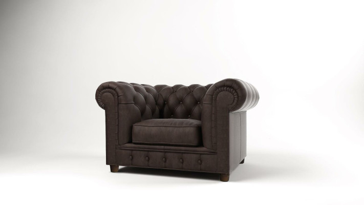 Sessel Fernseh Sitz Club Lounge Textil Leder Edler Design Chesterfield
