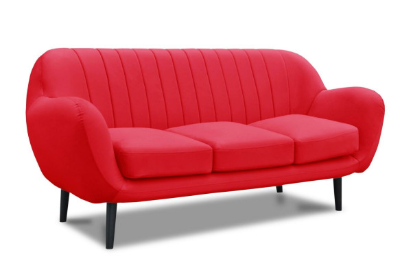 Dreisitzer Couch Polster Design Sofa 3er Sitz Sofas Zimmer Rot Luxus Couchen