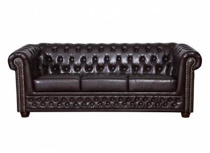 Modernes dreisitziges Kunstleder Sofa gemütlich elegant Chesterfield