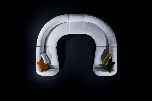 Halbrundes Wohnzimmer U-Form Sofa Designer Möbel Textil Ecksofas Stilvoll