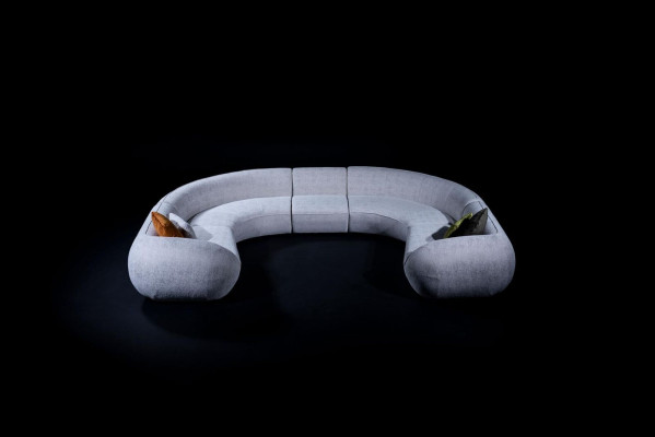 Halbrundes Wohnzimmer U-Form Sofa Designer Möbel Textil Ecksofas Stilvoll