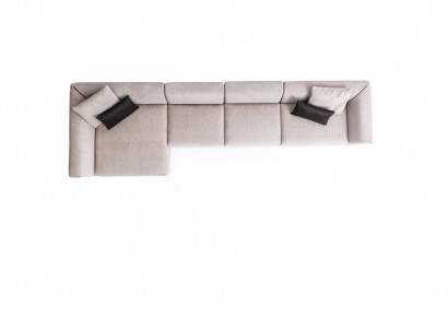 Beiges L-förmiges Ecksofa Wohnzimmer Couch Textil Desginer Moderne
