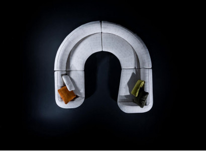 Graunes Ecksofa U-Form Moderne Polstercouch Wohnzimmersofa Designer