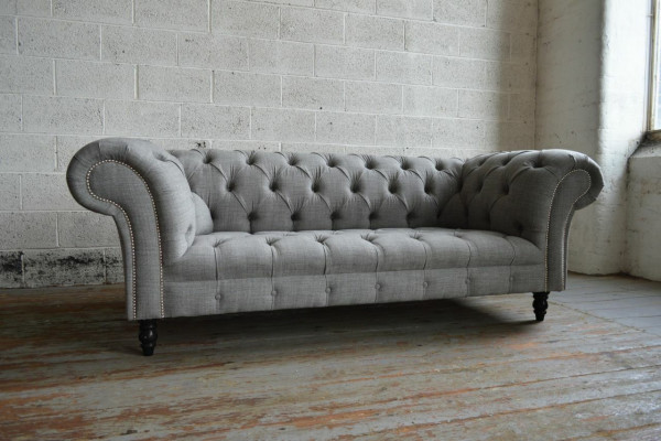 Design Chesterfield Sofa 3 Couch Sofa Set Stoff Polster Leder Dreisitzer Couchen