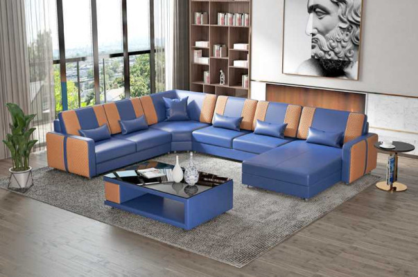 Große Wohnlandschaft Sofa Ecksofa U Form Grau Kunstleder XXL Modern