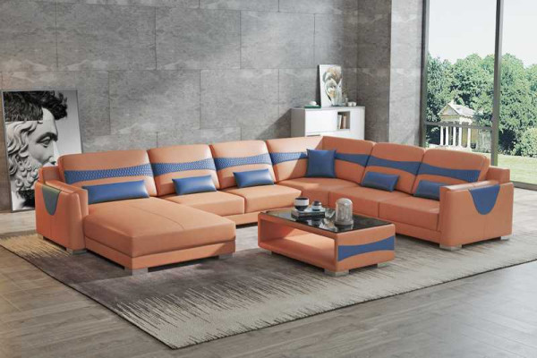 Wohnlandschaft Sofa U Form Groß Ecksofa Ledersofa Grau Kunstleder Neu