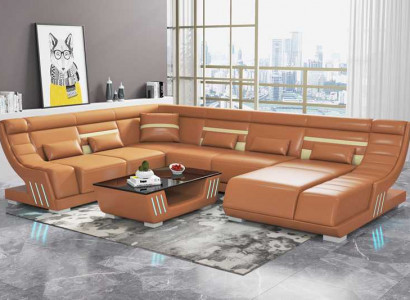 Design Sofas Wohnlandschaft Sofa U Form Ecksofa Braun Couchen Möbel