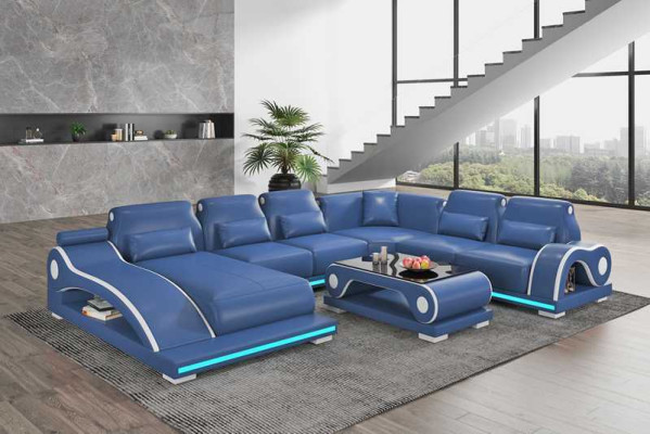 Wohnlandschaft XXL Sofa U Form Groß Ecksofa Ledersofa Braun Sofas Neu