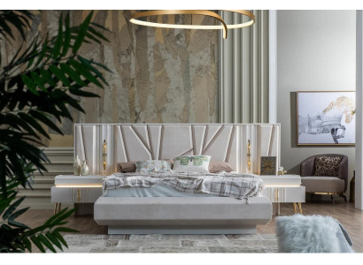 Schlafzimmer Set Luxus Komplettes Bett +2x Nachttische 3tlg. Modern Set