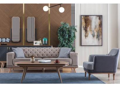 Luxus Modern Wohnzimmer Set 4tlg. 4 sitzer Sessel couchtisch Möbe Neu