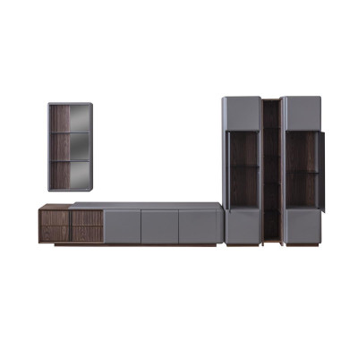 Exklusive Wohnzimmer Set TV-Schrank 2x Vitrine Wandregal Regale 4tlg.