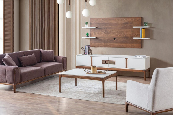 Stil Wohnzimmer set Wohnwand 2tlg. Sideboard TV-Wandpaneel Wohnwände