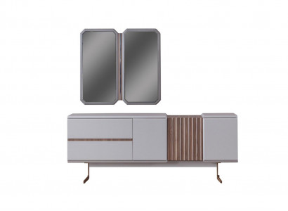 Exclusive Esszimmer Sideboard 2x Spiegel Stil Kommode 210cm Holz 3tlg
