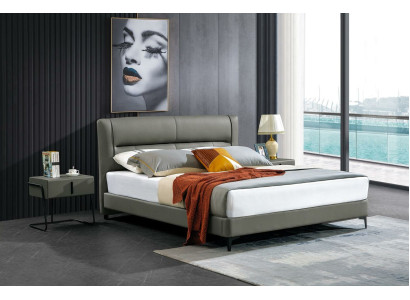 Lederbett Komplettes Schlafzimmer Bett Nachttischen 3 tlg. Garnitur Hotel