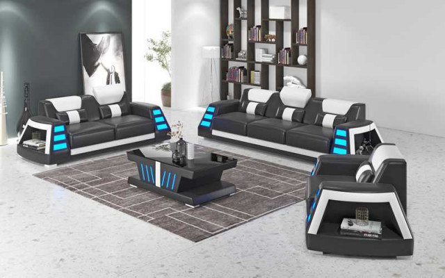 Couchgarnitur Sofagarnitur Ledersofas Sofa Komplette 3tlg Gelb Set Sofas