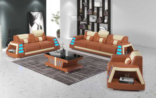 Couchgarnitur Sofagarnitur Ledersofas Sofa Komplette 3tlg Gelb Set Sofas