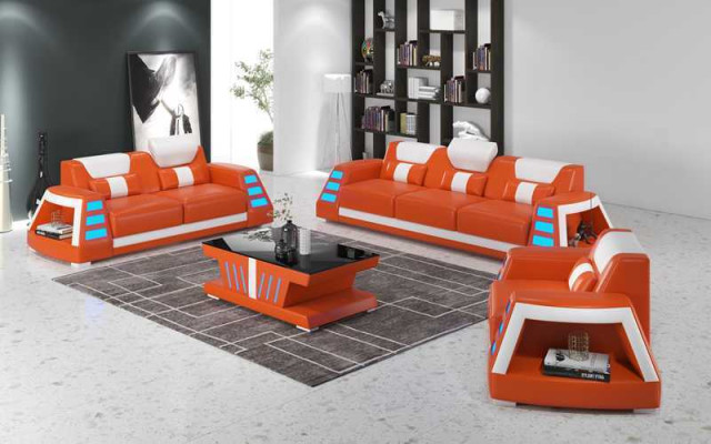 Couchgarnitur Sofagarnitur Ledersofas Sofa Komplette 3tlg Gelb Set Sofas