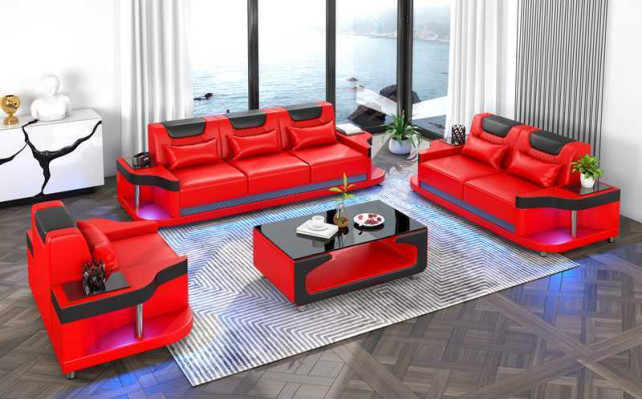 Couchgarnitur Sofagarnitur Ledersofas Sofa Komplette 3tlg Schwarz Set