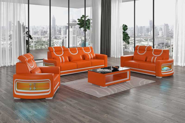 Sofagarnitur Luxus Komplette Couchgarnitur Braun Kunstleder Sofa 321