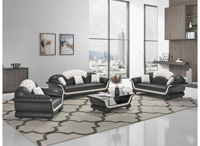 Sofagarnitur Couchgarnitur Ledersofa Sofa Komplette 3tlg Sofas Schwarz
