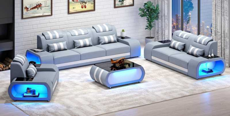 Couchgarnitur Zweisitzer Ledersofas Sessel Dreisitzer 3tlg Schwarz Set