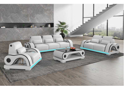 Couchgarnitur Sofagarnitur Luxus Komplette Weiß Ledersofa Couch Modern Sofa