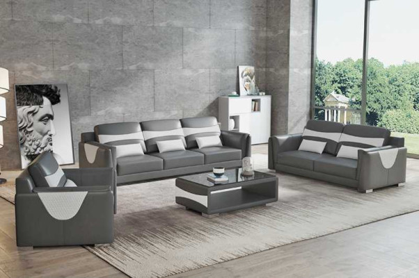 Sofagarnitur Luxus Komplette Couchgarnitur Grau Kunstleder Sofa 321