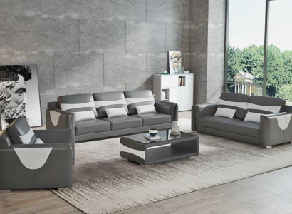 Sofagarnitur Luxus Komplette Couchgarnitur Grau Kunstleder Sofa 321
