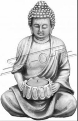 Buddha Skulptur Teelichter Kerze Ständer Große Skulptur Garten