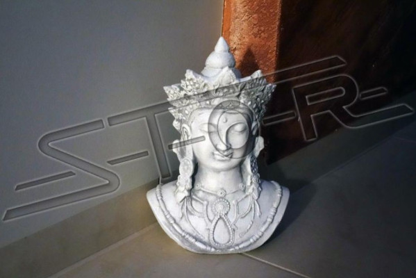 Buddha Statue Statuen Skulpturen Figur Dekoration Silber Garten Terrasse