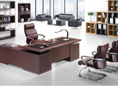 Büro Set 2tlg. Chef Schreibtisch Regal Aktenschrank Arbeitszimmer