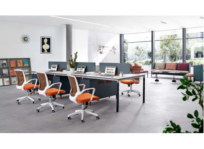 Bürotisch Counter 2 Personen Tisch Arbeitsplatz 2 Stühle Design Tisch