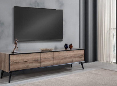 TV Ständer RTV Lowboard Wohnzimmer Modern Braun Holz Sideboard Tisch