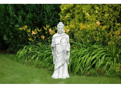 Dekorative Buddha Skulptur in Steinoptik. Figur Große Skulptur für Garten