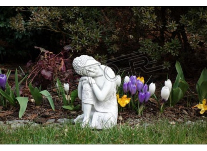Dekorative Buddha Skulptur in Steinoptik. Große Figur Skulptur für Garten