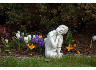 Dekorative Buddha Skulptur in Steinoptik. Große Skulptur für Garten Figur