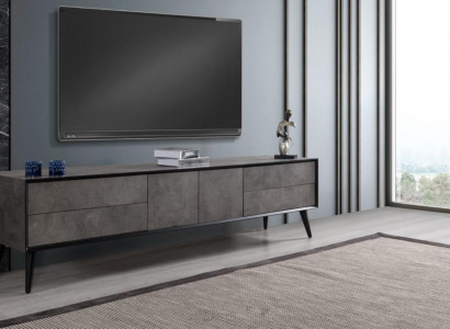 RTV Lowboard TV Ständer Wohnzimmer Grau Holz Sideboard Tisch Modern