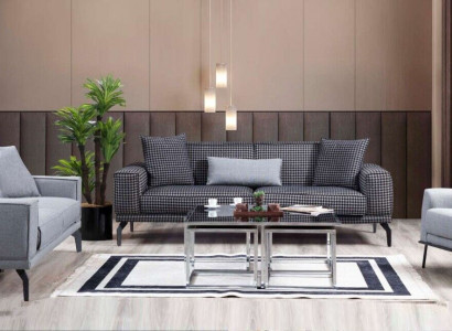 Graue Sofagarnitur Komplette Couchgarnitur Polstersofa Stoffsofa Sofa