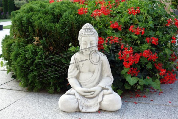 Figur Buddha Skulptur in Steinoptik. Große Dekorative Skulptur für Garten