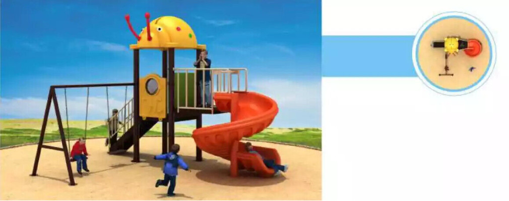 Kinderspielplatz mit Rutschen und Schaukeln Unterhaltung für Kinder